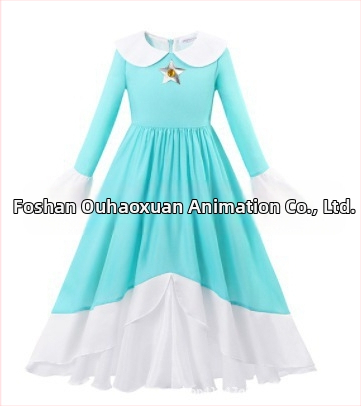 Uus Mario cos Brigitte printsess cos kleit kitsa vöökohaga karvase kleidi ja puhvis varrukatega printsessikleit