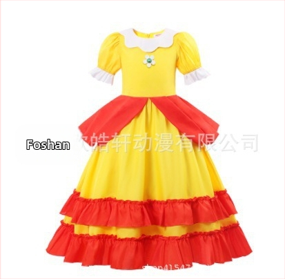 Uus Mario cos Brigitte printsess cos kleit kitsa vöökohaga karvase kleidi ja puhvis varrukatega printsessikleit