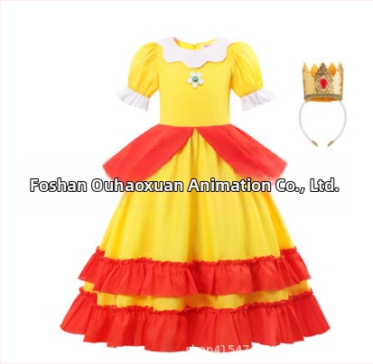 Uus Mario cos Brigitte printsess cos kleit kitsa vöökohaga karvase kleidi ja puhvis varrukatega printsessikleit