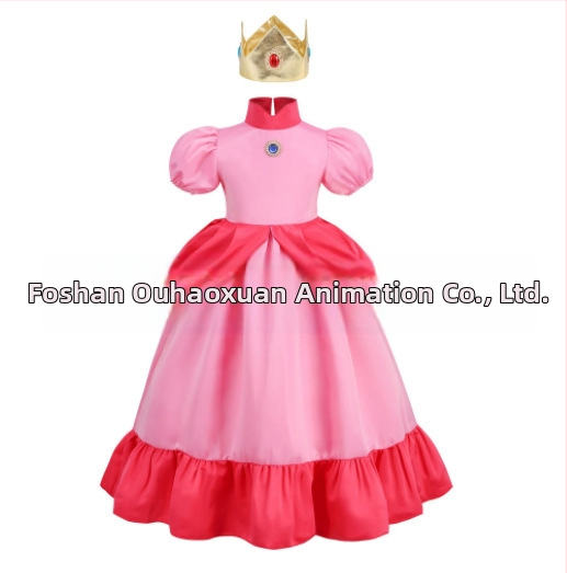 Uus Mario cos Brigitte printsess cos kleit kitsa vöökohaga karvase kleidi ja puhvis varrukatega printsessikleit