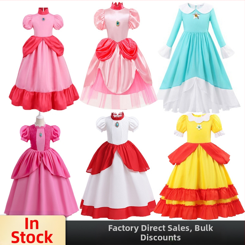 Uus Mario cos Brigitte printsess cos kleit kitsa vöökohaga karvase kleidi ja puhvis varrukatega printsessikleit