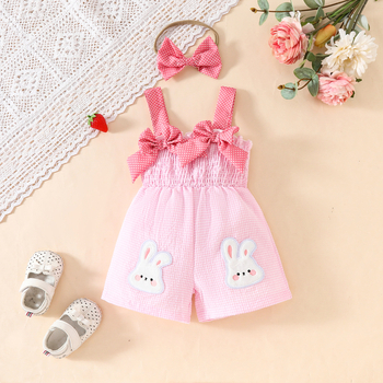 Παιδικό Σορτς με Καρό και Τιράντες Foreign Trade, Σετ 2 τεμαχίων με Διακοσμητικό Φιόγκο