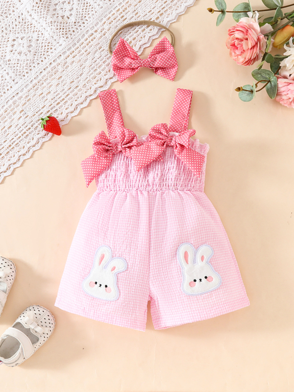 Dječje karirane kratke hlače s naramenicama i ukrasnom mašnom, set od 2 dijela, za vanjsku trgovinu