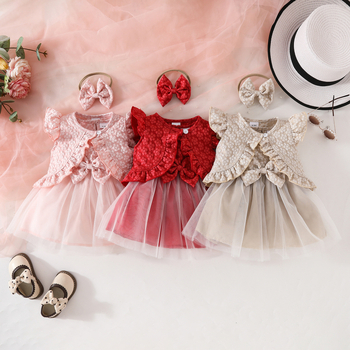 Fete de vară europene și americane, fără mâneci, cu volane, scurt, haină, fără mâneci, cu arc, rochie cu bandă de păr, costum