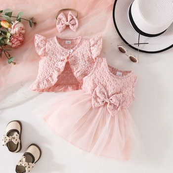 Fete de vară europene și americane, fără mâneci, cu volane, scurt, haină, fără mâneci, cu arc, rochie cu bandă de păr, costum