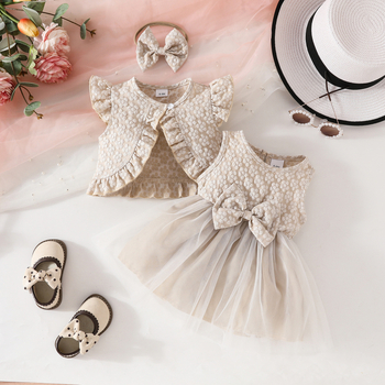 Fete de vară europene și americane, fără mâneci, cu volane, scurt, haină, fără mâneci, cu arc, rochie cu bandă de păr, costum