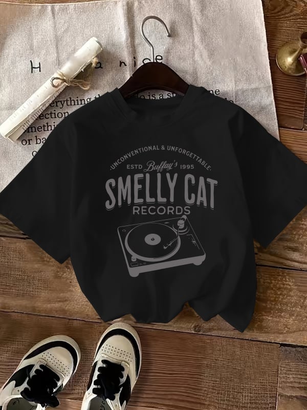 Tricou casual cu monogramă pentru femei, moale la atingere - guler rotund, mânecă scurtă