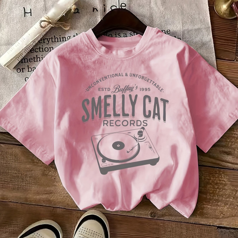 Tricou casual cu monogramă pentru femei, moale la atingere - guler rotund, mânecă scurtă