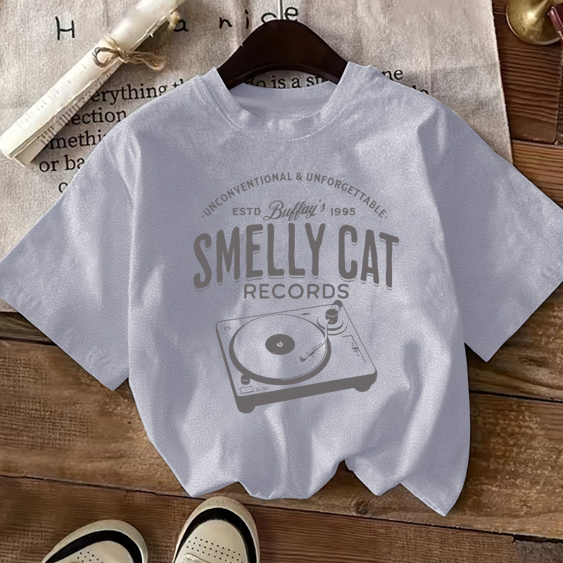 Tricou casual cu monogramă pentru femei, moale la atingere - guler rotund, mânecă scurtă