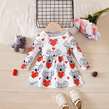 INS prekogranična nova proljetna i jesenska dječja haljina s printom jelena, dugih rukava i okruglog izreza, haljina princeze