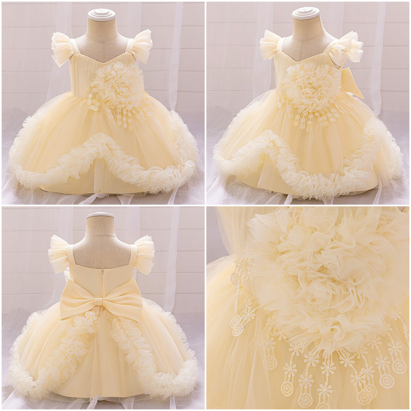 Rochie de mireasă pentru fetițe, model floral, cu imprimeu floral, pentru copii, un an