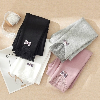 2025 Νέα κολάν για κορίτσια, άνοιξη και φθινόπωρο, βαμβακερά παντελόνια για εξωτερική χρήση, μέχρι τον αστράγαλο, λεπτά, κομψά βρεφικά παντελόνια από δαντέλα