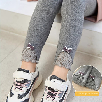 2025 Νέα κολάν για κορίτσια, άνοιξη και φθινόπωρο, βαμβακερά παντελόνια για εξωτερική χρήση, μέχρι τον αστράγαλο, λεπτά, κομψά βρεφικά παντελόνια από δαντέλα