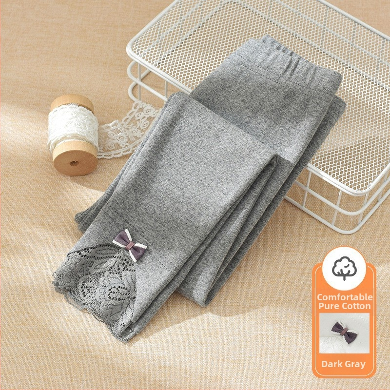 2025 Nove djevojačke tajice za proljeće i jesen, pamučne vanjske tajice za djecu, hlače do gležnja, tanke dječje elegantne hlače od čipke