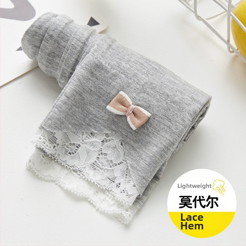 2025 Nove djevojačke tajice za proljeće i jesen, pamučne vanjske tajice za djecu, hlače do gležnja, tanke dječje elegantne hlače od čipke