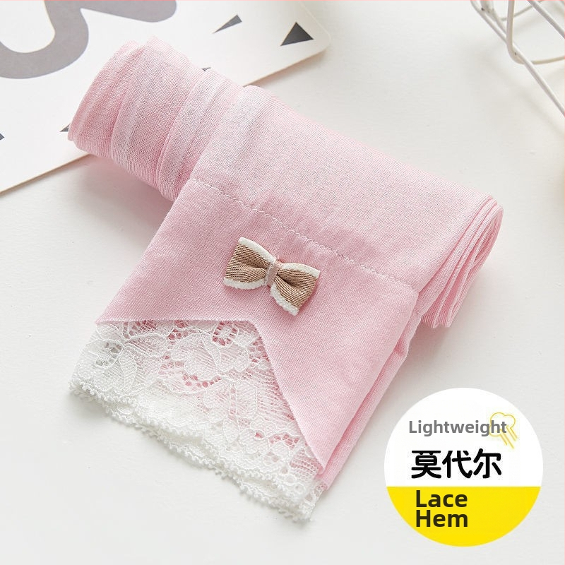 2025 Nove djevojačke tajice za proljeće i jesen, pamučne vanjske tajice za djecu, hlače do gležnja, tanke dječje elegantne hlače od čipke