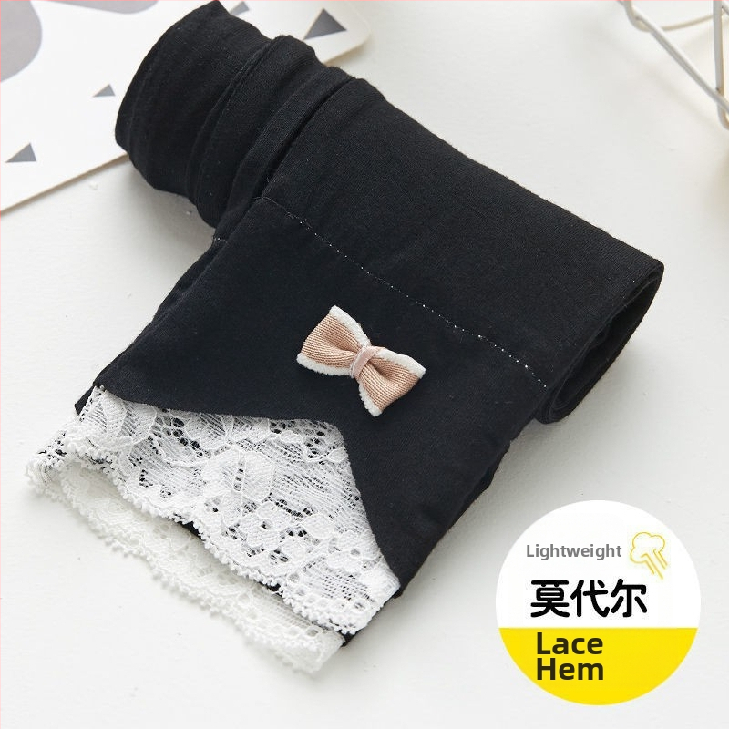 2025 Nove djevojačke tajice za proljeće i jesen, pamučne vanjske tajice za djecu, hlače do gležnja, tanke dječje elegantne hlače od čipke