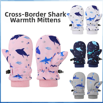 Piiriülene Euroopa ja Ameerika Ühendriikide laste beebi koomiksi hai-vaala tuulekindlad soojad kindad kootud müts ülikond libisemisvastane fliisvoodriga