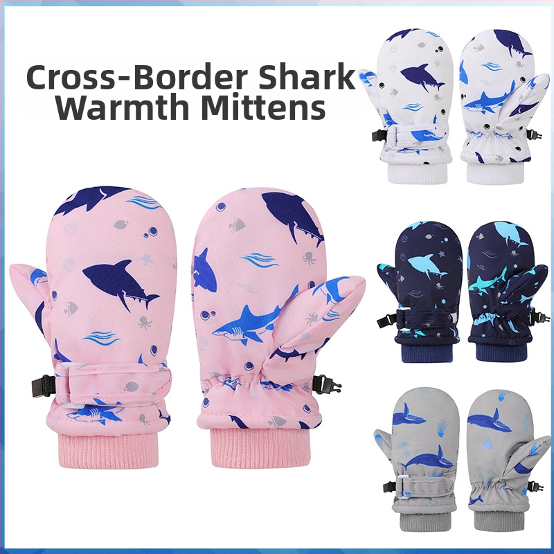 Piiriülene Euroopa ja Ameerika Ühendriikide laste beebi koomiksi hai-vaala tuulekindlad soojad kindad kootud müts ülikond libisemisvastane fliisvoodriga