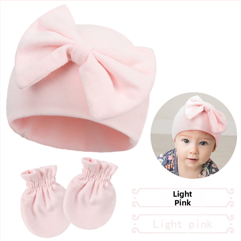 Căciulă fetală pentru nou-născuți, căciulă cu fundă, căciulă caldă pentru bebeluși, mănuși în 15 culori, plus căciulă fetală