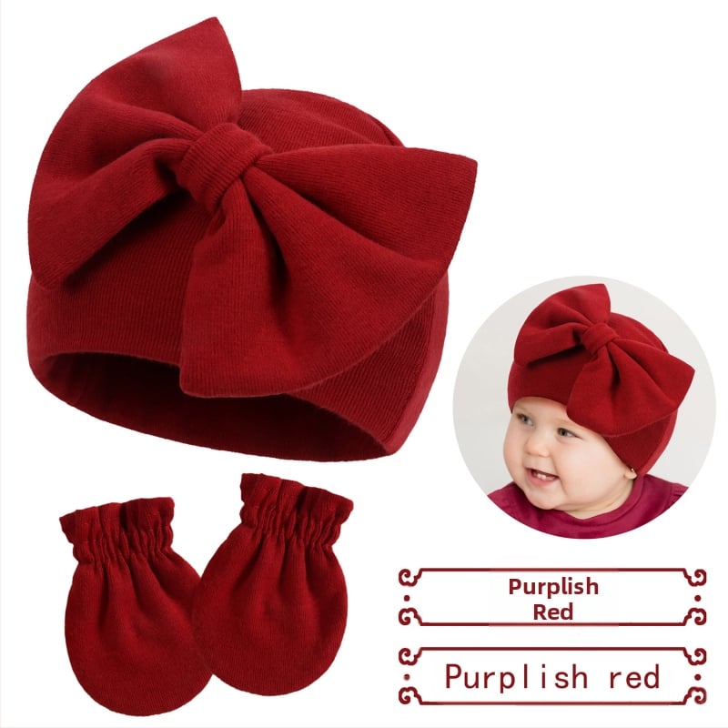 Căciulă fetală pentru nou-născuți, căciulă cu fundă, căciulă caldă pentru bebeluși, mănuși în 15 culori, plus căciulă fetală