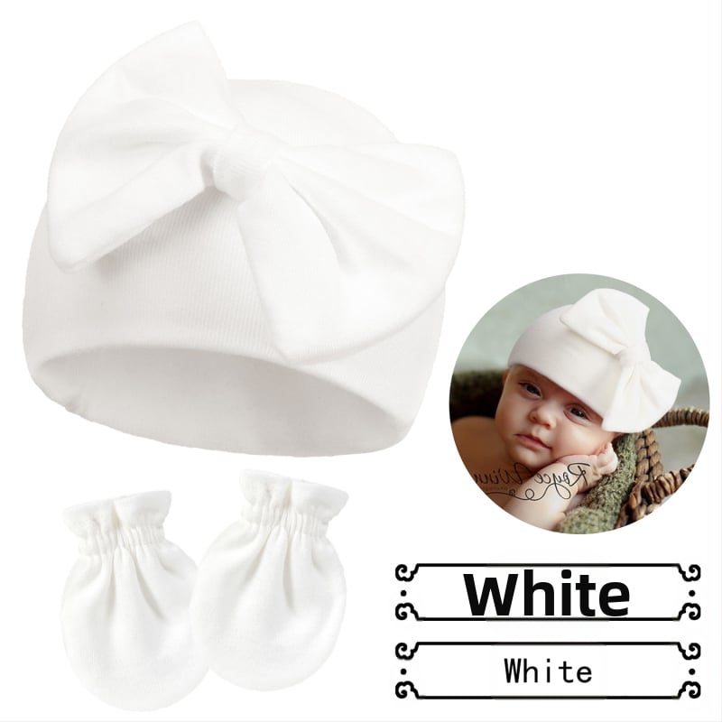 Căciulă fetală pentru nou-născuți, căciulă cu fundă, căciulă caldă pentru bebeluși, mănuși în 15 culori, plus căciulă fetală