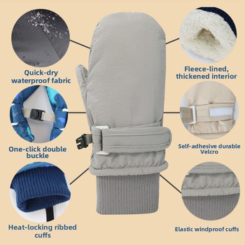 Naujos, greitai džiūstančios, vaikiškos, šiltos, vandeniui atsparios slidinėjimo pirštinės su vilnos pamušalu, storo siūlo pirštinės.