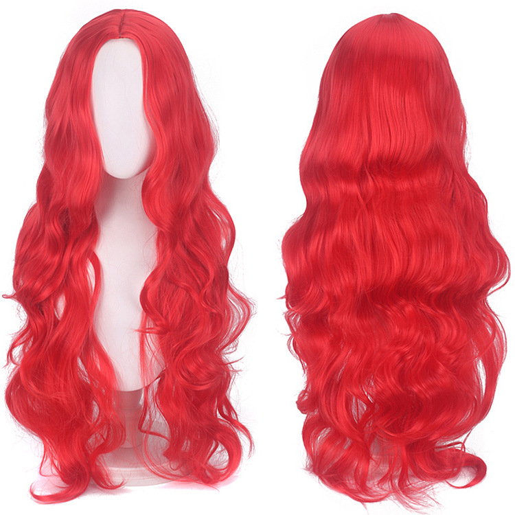 Euroopa ja Ameerika Ins Fashion Parukad Tüdrukutele, Keskmine Jagamine, Valged, Punased, Sinised, Pikad Lokkis Sünteetilised Parukad, Keskmine Jagamine Pikad Lokkis Juuksed