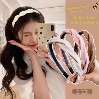 Aukšta galvos juosta moterims, 2024 m. naujo stiliaus, veido plovimo neslystanti galvos juosta, plačiabrylė, dantyta, presuota plaukų antspaudo galvos apdangalas, paprastas plaukų ryšulys