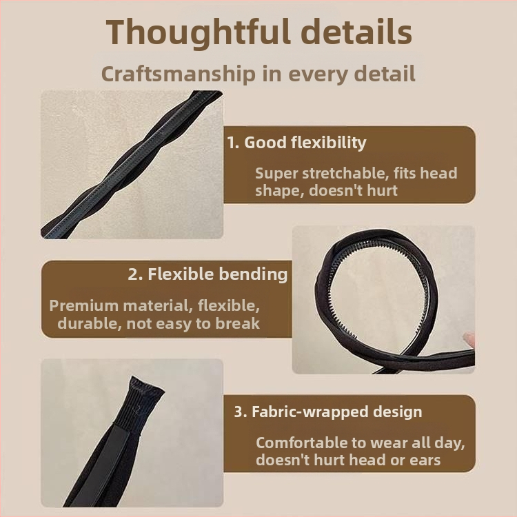 Висока черепна лента за глава, дамска, нов стил 2024, измиване на лице, неплъзгаща се лента за глава с широка периферия, назъбен пресован печат за коса, обикновен сноп коса
