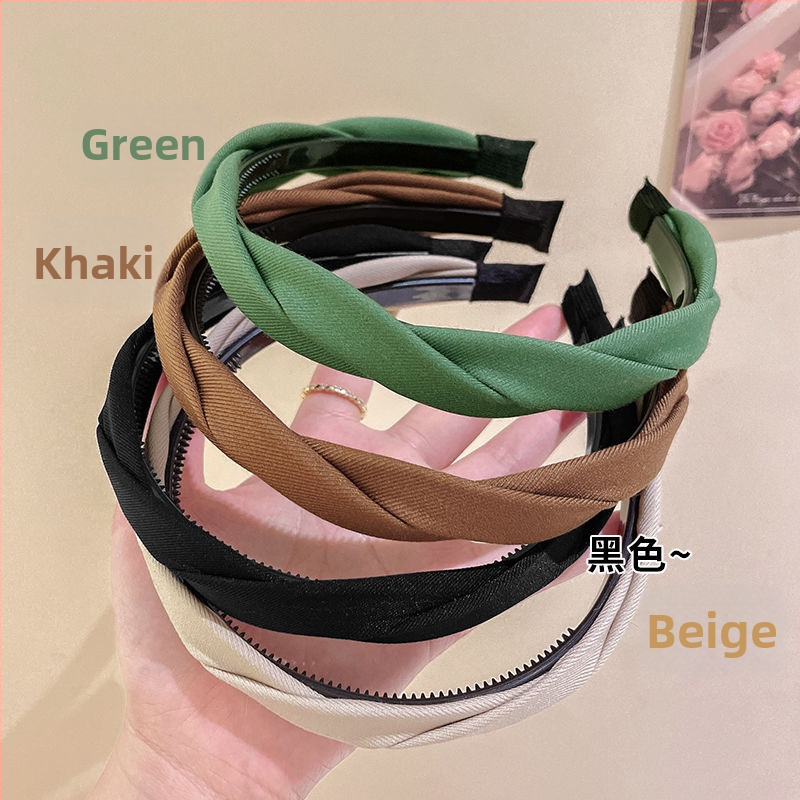 Висока черепна лента за глава, дамска, нов стил 2024, измиване на лице, неплъзгаща се лента за глава с широка периферия, назъбен пресован печат за коса, обикновен сноп коса