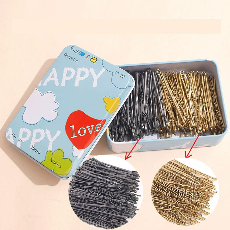 Vieno personažo segtukas, skardinės spalvos, dėžutėje, juodas, plaukų segtukas, moteriškas korėjietiškas kirpčiukas, nugaros, Hyun Ya Feng segtukas