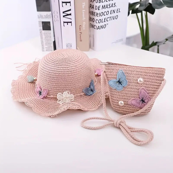 Pălărie de soare pentru copii de vară, pălărie de paie, pălărie de soare cu boruri mari, protecție solară, pălărie de plajă pentru părinți și copii, geantă de voiaj pentru femei