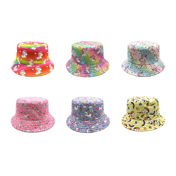 Dječji novi ribarski šešir s uzorkom jednoroga, vanjskotrgovinski tisak životinja, proljetni i jesenski dječaci i djevojčice, crtani šešir za umivaonik, šešir za sunce