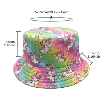 Dječji novi ribarski šešir s uzorkom jednoroga, vanjskotrgovinski tisak životinja, proljetni i jesenski dječaci i djevojčice, crtani šešir za umivaonik, šešir za sunce