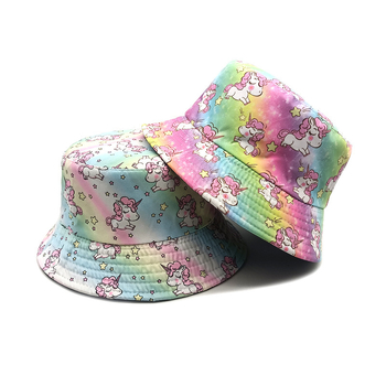 Dječji novi ribarski šešir s uzorkom jednoroga, vanjskotrgovinski tisak životinja, proljetni i jesenski dječaci i djevojčice, crtani šešir za umivaonik, šešir za sunce