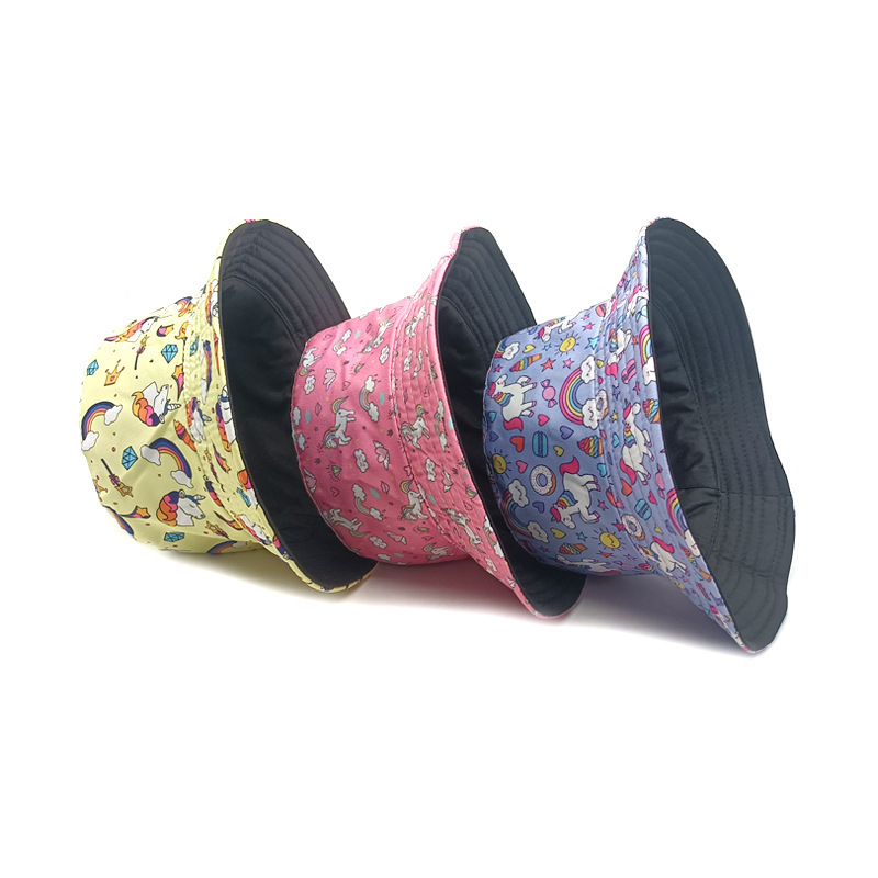 Dječji novi ribarski šešir s uzorkom jednoroga, vanjskotrgovinski tisak životinja, proljetni i jesenski dječaci i djevojčice, crtani šešir za umivaonik, šešir za sunce