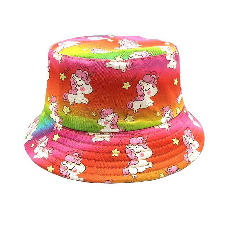 Dječji novi ribarski šešir s uzorkom jednoroga, vanjskotrgovinski tisak životinja, proljetni i jesenski dječaci i djevojčice, crtani šešir za umivaonik, šešir za sunce