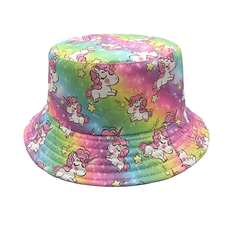 Dječji novi ribarski šešir s uzorkom jednoroga, vanjskotrgovinski tisak životinja, proljetni i jesenski dječaci i djevojčice, crtani šešir za umivaonik, šešir za sunce