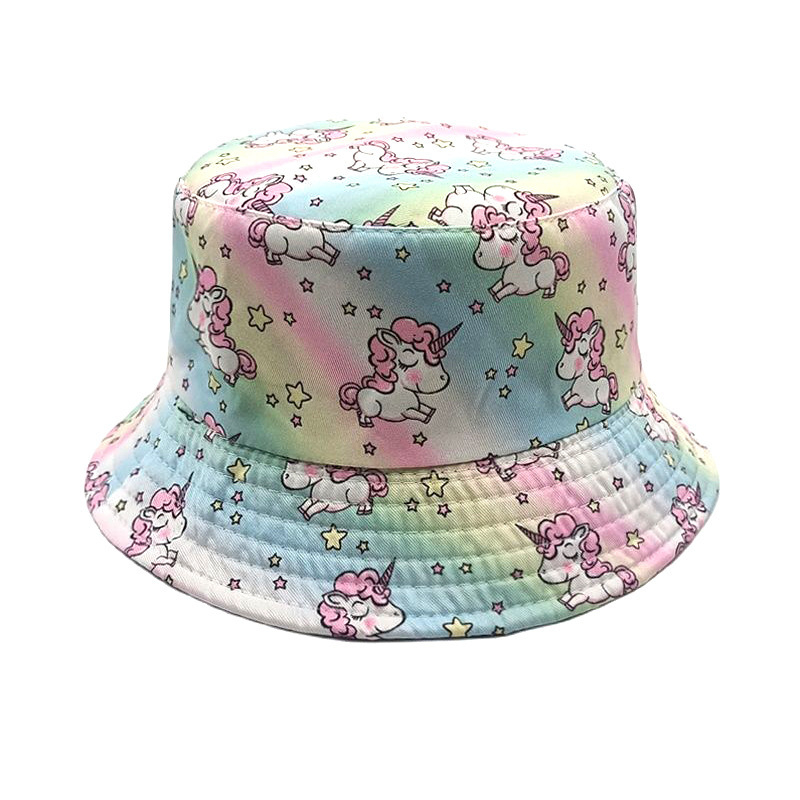Dječji novi ribarski šešir s uzorkom jednoroga, vanjskotrgovinski tisak životinja, proljetni i jesenski dječaci i djevojčice, crtani šešir za umivaonik, šešir za sunce