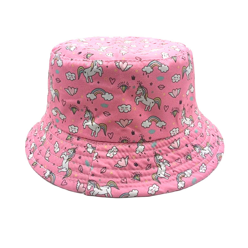 Dječji novi ribarski šešir s uzorkom jednoroga, vanjskotrgovinski tisak životinja, proljetni i jesenski dječaci i djevojčice, crtani šešir za umivaonik, šešir za sunce