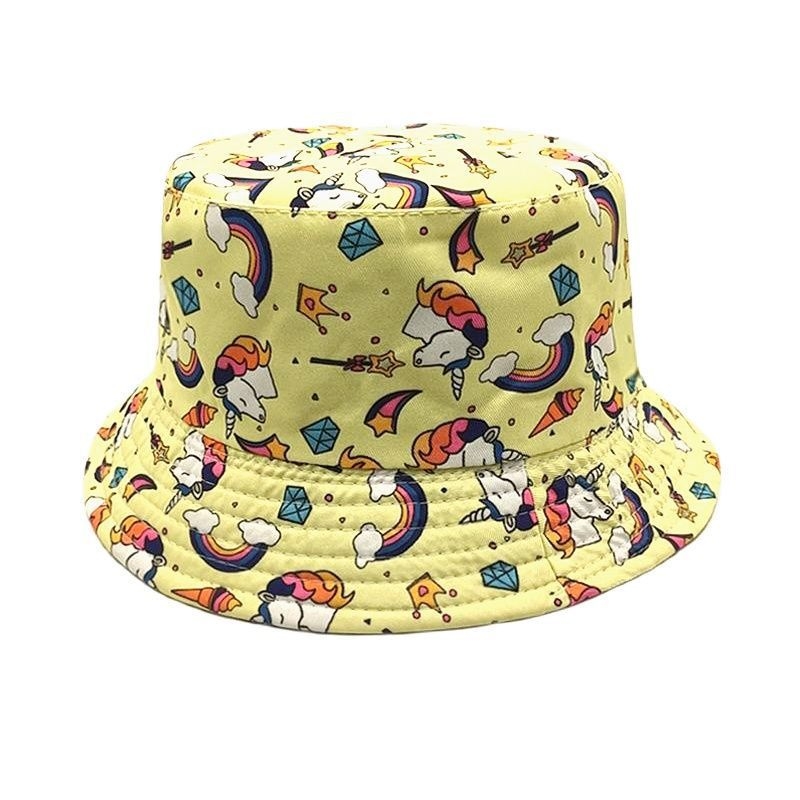 Dječji novi ribarski šešir s uzorkom jednoroga, vanjskotrgovinski tisak životinja, proljetni i jesenski dječaci i djevojčice, crtani šešir za umivaonik, šešir za sunce