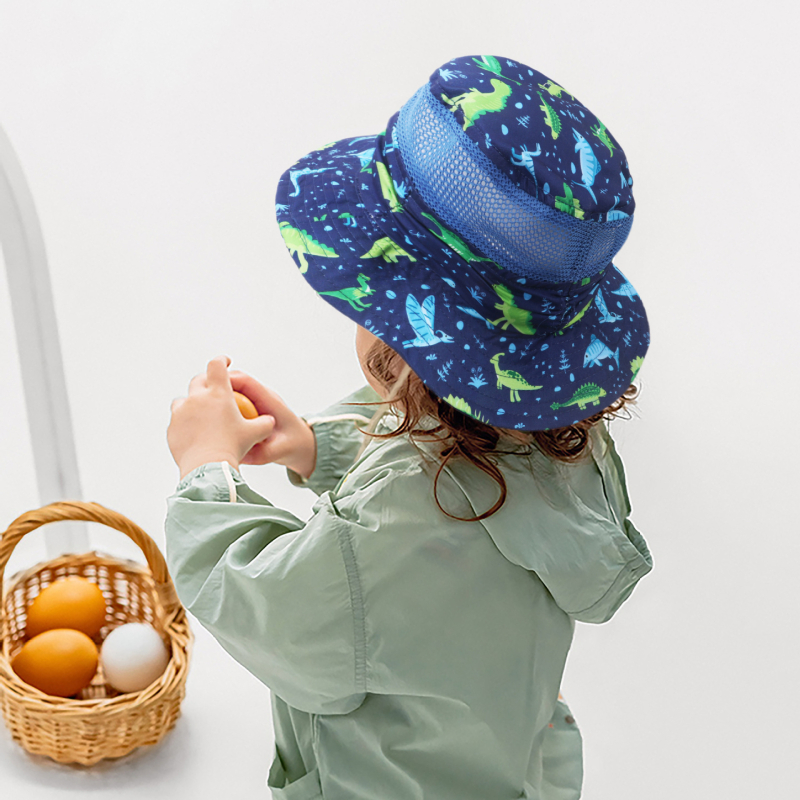 Dječji šešir za sunce, ljetni prozračni mrežasti šešir za sunce s printom crtanih filmova i dinosaura za vanjsku upotrebu za dječake i djevojčice