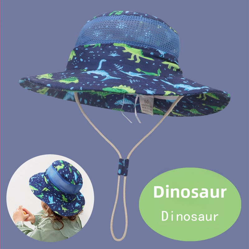 Dječji šešir za sunce, ljetni prozračni mrežasti šešir za sunce s printom crtanih filmova i dinosaura za vanjsku upotrebu za dječake i djevojčice