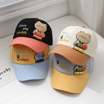 Nova dječja košarkaška kapa s medvjedom za proljeće i jesen, korejska modna višebojna bejzbolska kapa s motivom medvjeda, koja odgovara bojama crtanih filmova