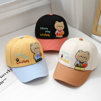 Nova dječja košarkaška kapa s medvjedom za proljeće i jesen, korejska modna višebojna bejzbolska kapa s motivom medvjeda, koja odgovara bojama crtanih filmova