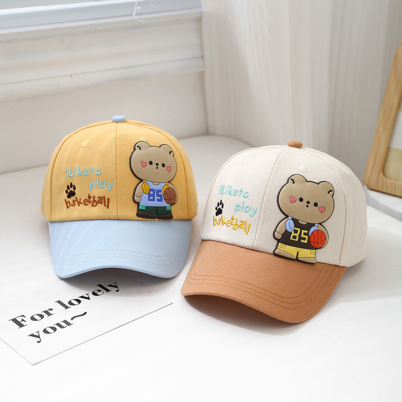 Nova dječja košarkaška kapa s medvjedom za proljeće i jesen, korejska modna višebojna bejzbolska kapa s motivom medvjeda, koja odgovara bojama crtanih filmova
