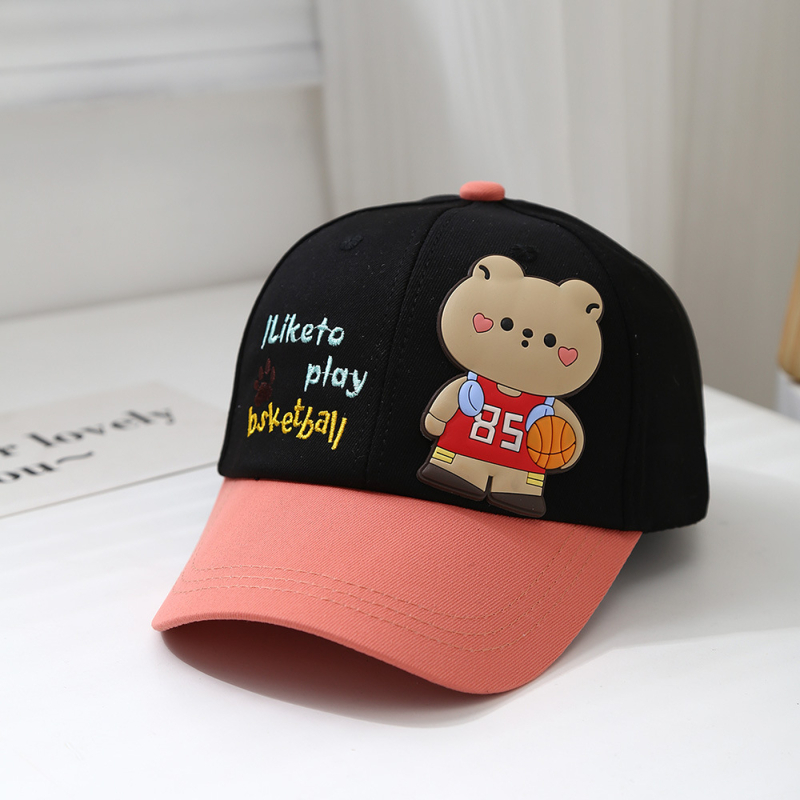 Nova dječja košarkaška kapa s medvjedom za proljeće i jesen, korejska modna višebojna bejzbolska kapa s motivom medvjeda, koja odgovara bojama crtanih filmova