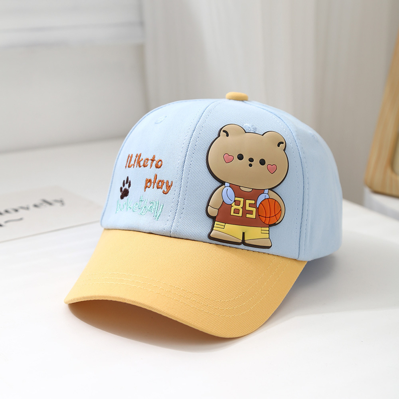 Nova dječja košarkaška kapa s medvjedom za proljeće i jesen, korejska modna višebojna bejzbolska kapa s motivom medvjeda, koja odgovara bojama crtanih filmova