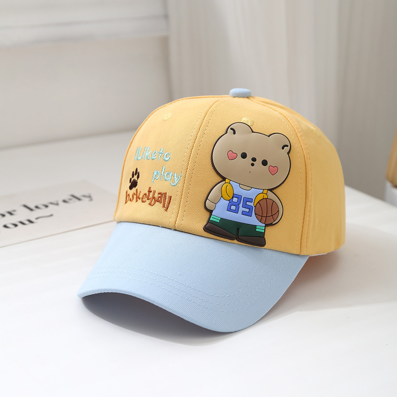 Nova dječja košarkaška kapa s medvjedom za proljeće i jesen, korejska modna višebojna bejzbolska kapa s motivom medvjeda, koja odgovara bojama crtanih filmova